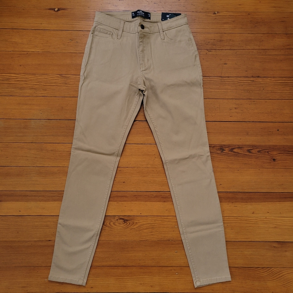NWT Hollister Mid-Rise Super Skinny Pants Womens Size 7R 28x28 Beige Zip Fly